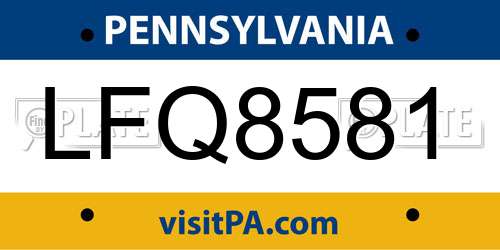 LFQ8581 Pennsylvania License Plate