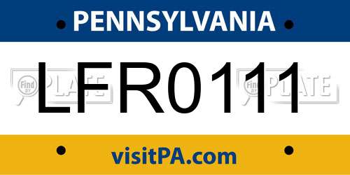 LFR0111 Pennsylvania License Plate