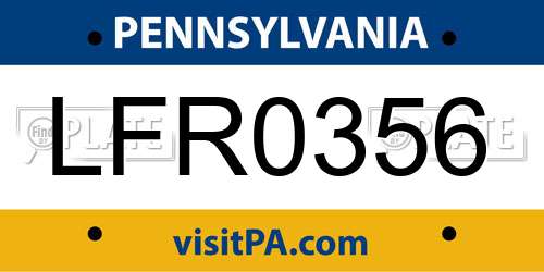 LFR0356 Pennsylvania License Plate