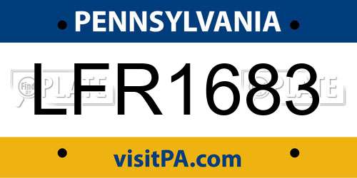 LFR1683 Pennsylvania License Plate