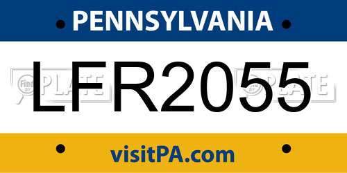 LFR2055 Pennsylvania License Plate
