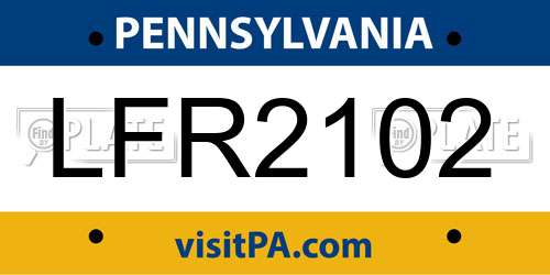 LFR2102 Pennsylvania License Plate