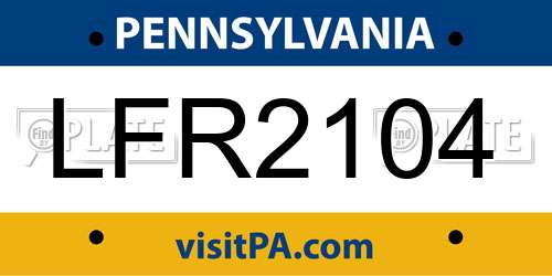 LFR2104 Pennsylvania License Plate