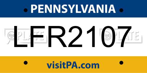 LFR2107 Pennsylvania License Plate