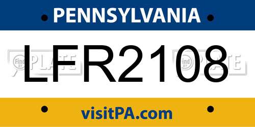 LFR2108 Pennsylvania License Plate