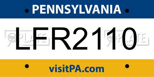 LFR2110 Pennsylvania License Plate