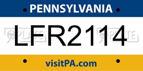 LFR2114 Pennsylvania License Plate