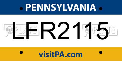 LFR2115 Pennsylvania License Plate