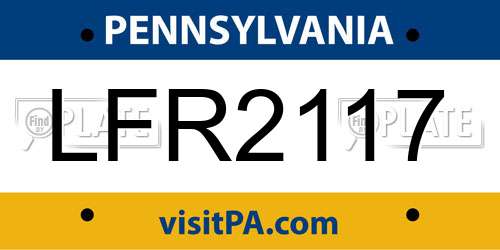 LFR2117 Pennsylvania License Plate