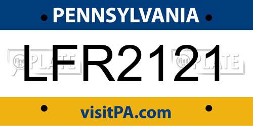LFR2121 Pennsylvania License Plate