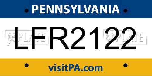 LFR2122 Pennsylvania License Plate