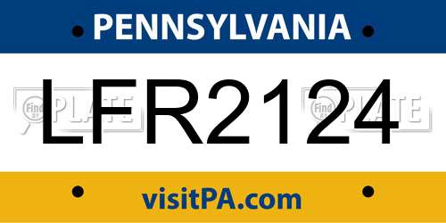 LFR2124 Pennsylvania License Plate