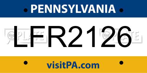 LFR2126 Pennsylvania License Plate