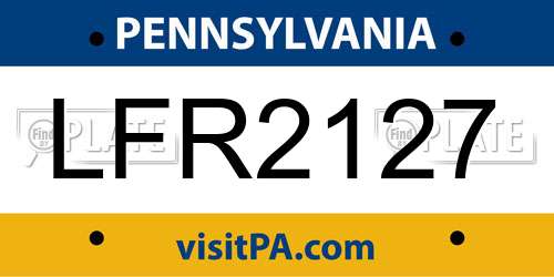LFR2127 Pennsylvania License Plate