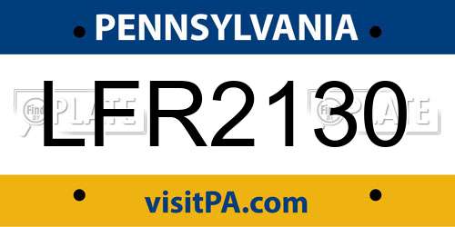 LFR2130 Pennsylvania License Plate