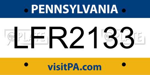 LFR2133 Pennsylvania License Plate