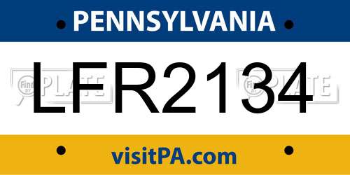 LFR2134 Pennsylvania License Plate