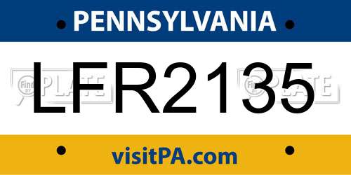 LFR2135 Pennsylvania License Plate