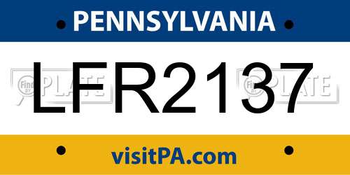 LFR2137 Pennsylvania License Plate