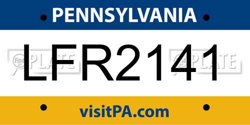 LFR2141 Pennsylvania License Plate
