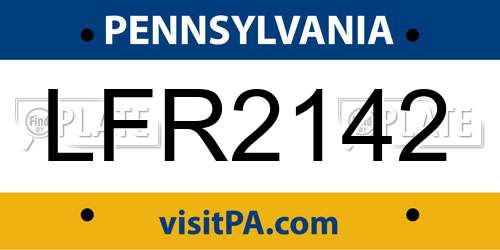 LFR2142 Pennsylvania License Plate
