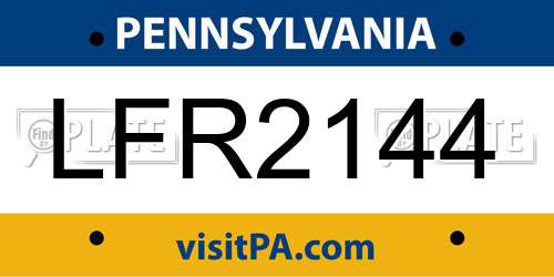 LFR2144 Pennsylvania License Plate