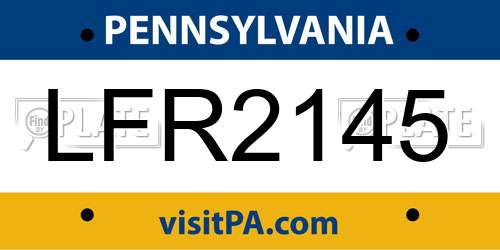 LFR2145 Pennsylvania License Plate