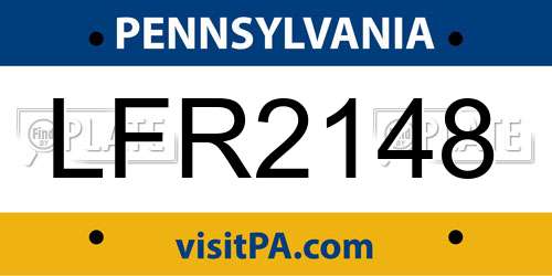 LFR2148 Pennsylvania License Plate