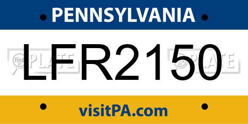 LFR2150 Pennsylvania License Plate
