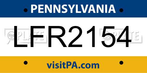LFR2154 Pennsylvania License Plate