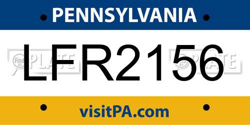 LFR2156 Pennsylvania License Plate