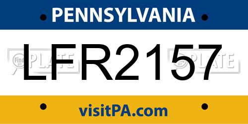 LFR2157 Pennsylvania License Plate