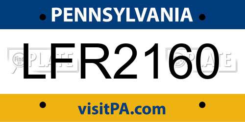 LFR2160 Pennsylvania License Plate