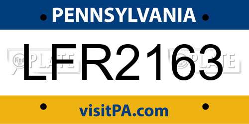 LFR2163 Pennsylvania License Plate