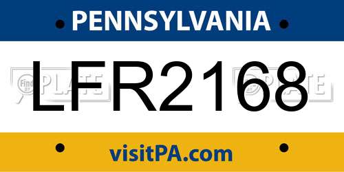 LFR2168 Pennsylvania License Plate