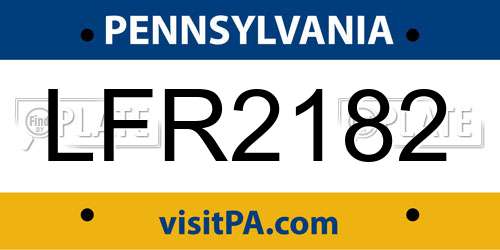 LFR2182 Pennsylvania License Plate