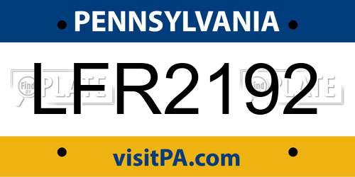 LFR2192 Pennsylvania License Plate