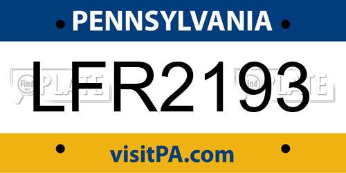 LFR2193 Pennsylvania License Plate
