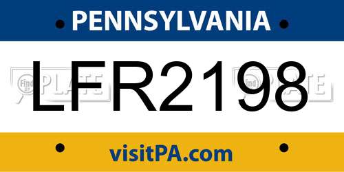 LFR2198 Pennsylvania License Plate