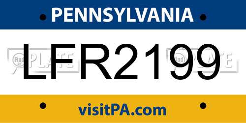 LFR2199 Pennsylvania License Plate