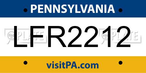 LFR2212 Pennsylvania License Plate