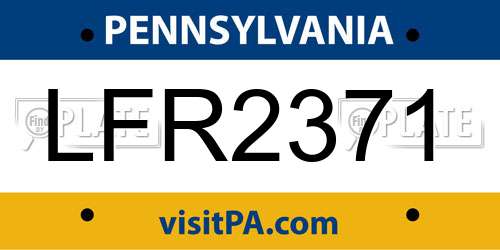 LFR2371 Pennsylvania License Plate