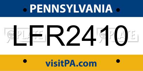 LFR2410 Pennsylvania License Plate