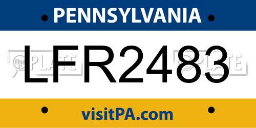 LFR2483 Pennsylvania License Plate