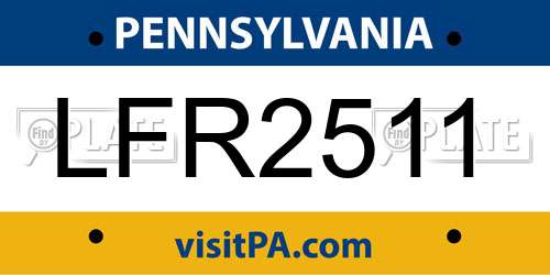 LFR2511 Pennsylvania License Plate