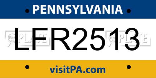 LFR2513 Pennsylvania License Plate