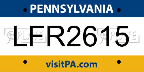 LFR2615 Pennsylvania License Plate
