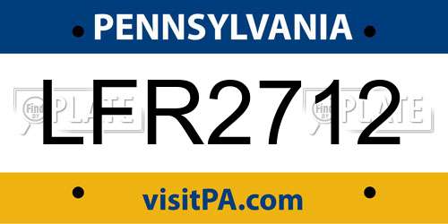 LFR2712 Pennsylvania License Plate