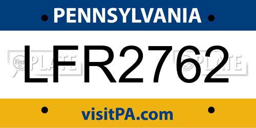 LFR2762 Pennsylvania License Plate