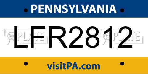LFR2812 Pennsylvania License Plate